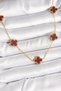 316L Steel Gold Color Chain Claret Red Clover Model Women's Necklace
