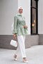Hakim Yaka Front Buttoned Lined Ruffled Polyviscon Tunic - Water Green - 5