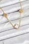 316L Steel Chain Gold Color White and Zircon Stone Clover Women's Necklace