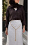 Elegant Textured Lined Long White Skirt Yrn-9 - 2