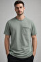 Men's Textured Combed Cotton - Pocketed - Crew Neck T-Shirt