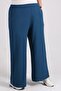 39000 Plus Size High Waist Elastic Combed Cotton Trousers - Petrol