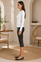 Women's White Crew Neck Long Sleeve Slim Fit Basic Blouse 2300 - 7