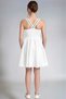 Girl's White Crepe Evening Dress with Stone Striped Strap Detail and Gipe Back, Graduation Dress for Ages 11-15 - 2