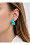 Turquoise Enamel Lotus Model Brass Women's Earrings - 2