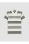 Vizyon New Season Green Polo Collar Color Blocked Pique Men's T-Shirt - 4