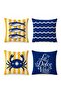 Sea Crab and Fish Patterned 4-Piece Throw Pillow Cover Set - 3