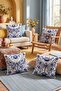 Tile Embroidered Flying Pattern 4-Piece Throw Pillow Cover Set - 2