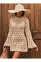 Women's Backless Spanish Sleeve Cotton Mini Knitwear Beach Dress - 5