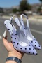 Milano White Black Polka Dot Pointed Toe Slingback Stylish High Heels - 5