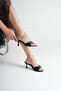 9 cm Heel Black Satin Buckle Slippers - 2