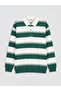 Green Striped Long Sleeve Boys' T-Shirt