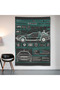 Back to the Future Delorean Blueprint Wall Cloth Wall Tapestry First Quality Satin Fabric Poster