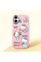 Samsung Galaxy A06 Compatible Case with Camera Protector Pink Silicone Couple Phone Case with Kitty Pattern