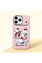iPhone 17 Pro Compatible Case with Camera Protector Pink Silicone Couple Phone Case with Kitty Pattern