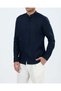 Italian Style Slim Fit Men's Court Collar Linen Shirt Navy Blue T20055-02 - 4