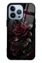 iPhone 13 Pro Obsidian Burgundy Roses Design Glossy Phone Case