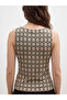 Women's Green Retro Patterned Square Neck Lined Sleeveless Viscose Elastane Blouse - 6