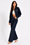 Women's Dark Navy Blue Denim Jacket and Pants Set