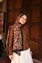 Allure Brush Pattern Tensel Shawl - Black Tan - 4