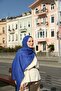 Jacquard Geometric Pattern Lumea Shawl - Cobalt Blue - 2