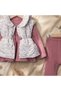 Mia Baby Girl Pink Floral Puffy Vest Triple Combination Set - Cotton Rabbit Print Tunic and Trousers - 5