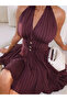 Women's Plum Tie-Back Detailed Mini Dress 1041-2905