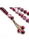 Muzakhraf Crystal Rosary 33 Beads 10mm Magenta Gold Marbled 60g Bronze Chain Tassel - 4