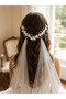 Handmade Polymer Clay Bridal Crown - White Glitter Floral Pearl Hair Accessory |   Bridal Hair Vine with Ribbons & Buckle - 3