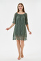 Khaki Italian Elastic Madonna Collar Lace Laced Lined Short Dress 38 - 44 Size - 2