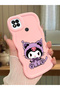Redmi 10A Compatible Case Camera Protector Pink Silicone Couple Phone Case Kuromi Pattern