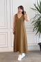 V-Neck Sleeveless Linen Textured Dress - 5