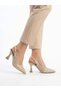 Women's Monica Stoned Beige Satin 7 cm Thin Heeled Shoes & Stilettos