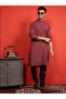 Mens Red All-Over Printed Cotton Kurta Set - 7