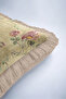 Vintage Rose Floral Fringed Pillowcase - Romantic Spring Beige Powder Cream Tassel Throw Pillow Cover - 8