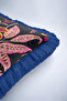 Exotic Tropical Bird Fringe Pillowcase - Paradise Garden Pink Navy Blue Tassel Throw Pillow Cover - 8
