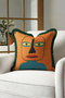 Bohemian Abstract Face Portrait Ethnic Fringed Pillowcase - Retro Orange Black Tassel Throw Pillow Cover - 4