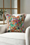 Tropical Floral Fringe Pillowcase - Exotic Botanical Green Orange Mink Tassel Throw Pillow Cover - 4