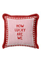 Romantic How Lucky Are We Fringed Pillowcase - Striped Love Red Burgundy Tassel Throw Pillow Cover - 2