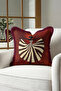 Artistic Woman Figured Glittery Fringe Pillowcase-Elegant Boho Cream Burgundy Tassel Throw Pillow Cover