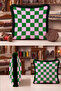 Checkered Retro Geometric Pink Fringed Pillowcase - Optical Bohemian Green Black Tassel Throw Pillow Cover - 6