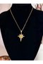 Women's Stainless Steel Gold Color North Star Star-Tipped Necklace - 3