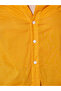 Orange Solid Long Sleeves Button Front Blouse - 4