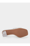 Silver Cut-Out Rhinestone Block Heel Mules - 6