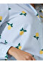 Blue Striped Lemon Print Casual Shirt - 4