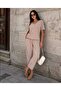 Women's Modal Fabric V-Neck T-Shirt and Elastic Waist Pocket Pants Two-Piece Set - 2