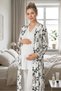 Women's Ecru Lace Patterned New Season 3-Piece Maternity Pajama Set with Dressing Gown