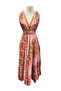 Brick Red Halter Neck Open Back Silk Dress