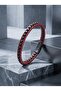 Men's Bracelet Black Steel Chain Braided and Red Leather 01901