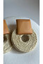 Square Wood Detailed Round Wicker Earrings (5.5 cm) - 2